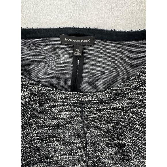 Banana Republic Black White Boucle Dress XL Long Sleeve Stretch Sheath - Picture 5 of 10